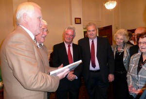 Steve & John present their book to Simon Wellerd (third left) watched by Civic Society members