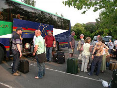Members of the party preparing to depart